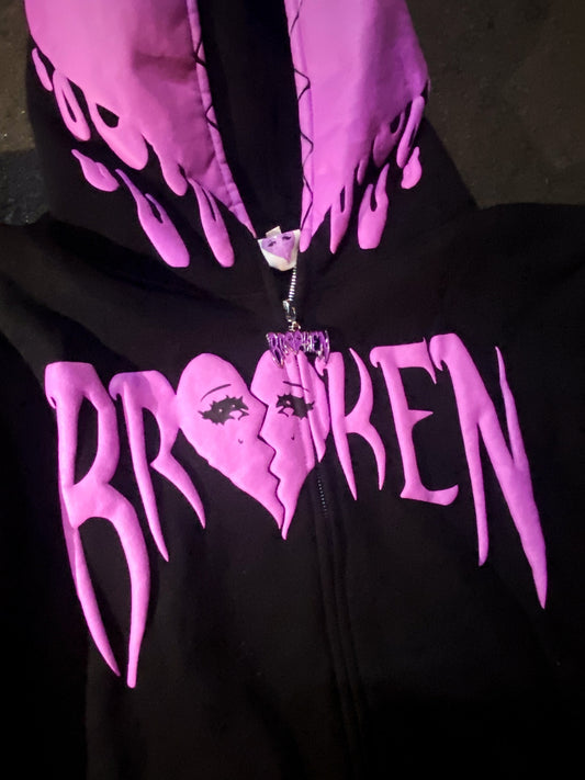Broken Puff Print Zip-Up Hoodie - Limited Stock