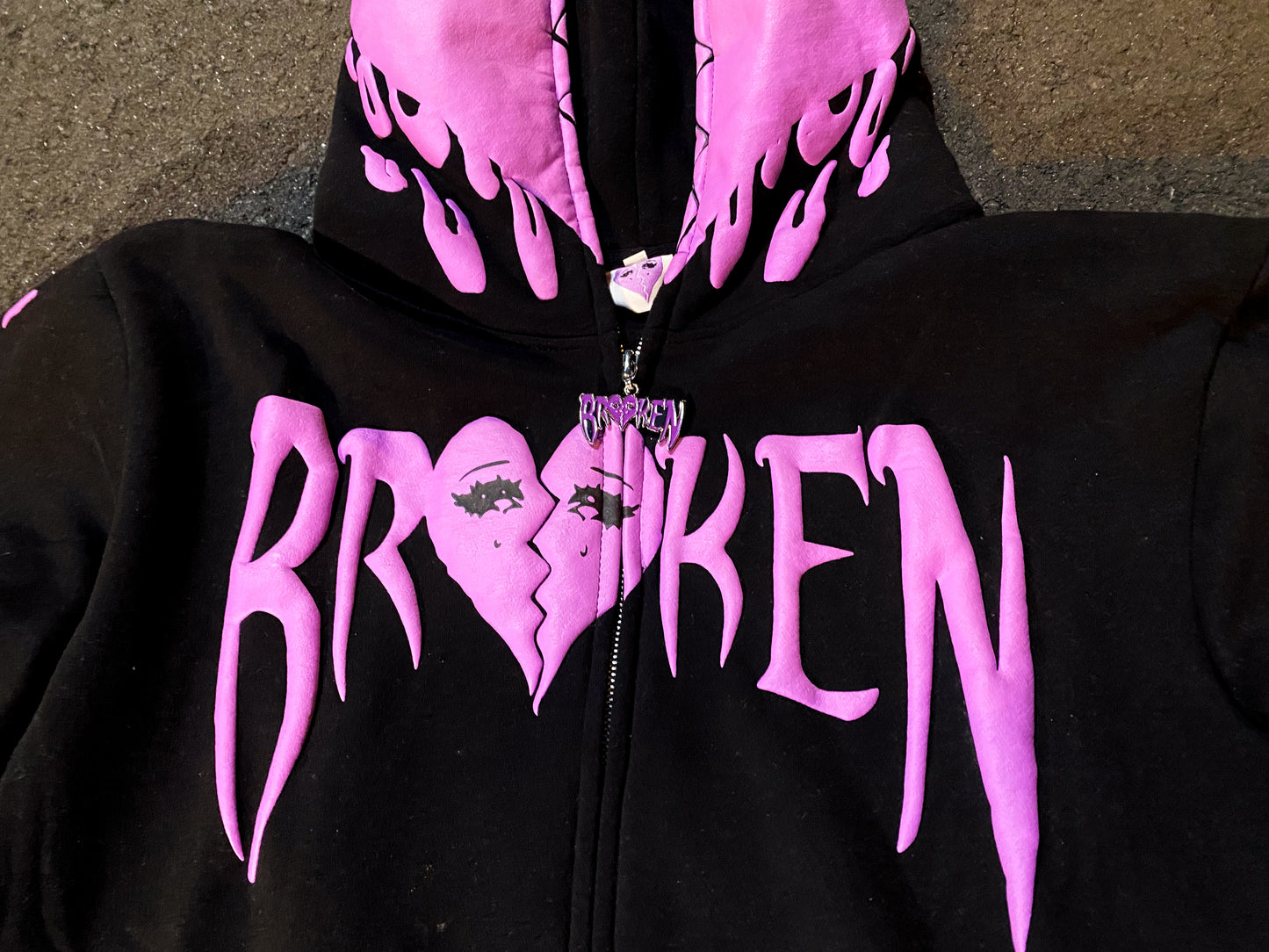 Broken Puff Print Zip-Up Hoodie - Limited Stock